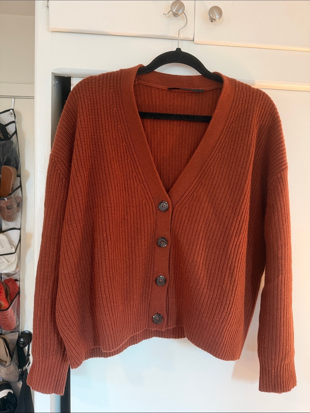Jenni Kayne Rust Cropped Cashmere Cocoon Cardigan